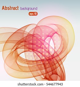 Abstract background with smooth lines. Color waves, pattern, art, technology wallpaper, technology background. Vector illustration. Red, orange, brown colors.