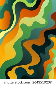 Abstract background with smooth lines in green-orange color scheme