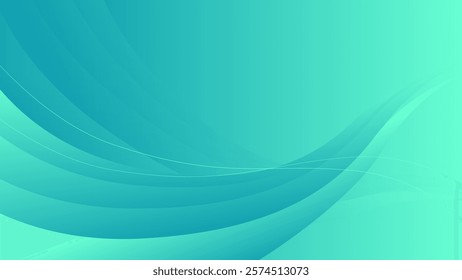 abstract background with smooth wavy lines in turquoise colors