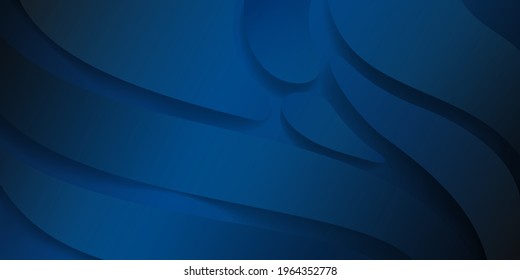 Abstract background with smooth wavy shapes in dark blue colors