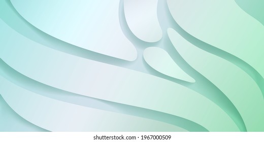 Abstract background with smooth wavy shapes in light green colors