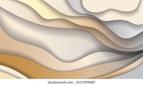 Fondo Abstractas con Formas lisas y onduladas en tonos beige, gris y marrón. El diseño fluido crea un efecto calmante y elegante. Concepto de arte moderno. Ilustración vectorial