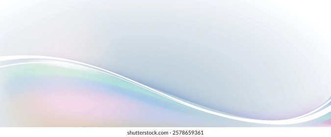 Abstract background with a smooth, white background featuring soft pastel gradients. The white background has a flowing, wave-like texture. Gradient wave background vector.
