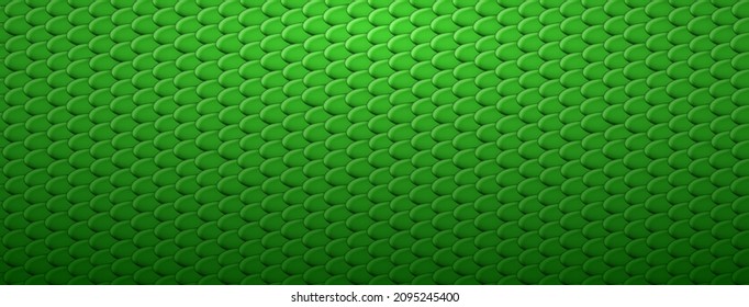 Abstract background of snake, dragon or fish scales in green colors. Squama texture. Roof tiles.