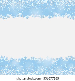 abstract background with snow and blue snowflakes borders. vector illustration
