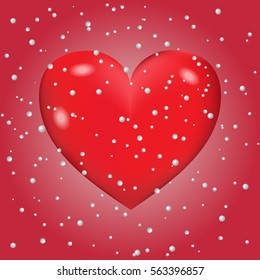 Abstract background of snow with heart. Vector illustration. Vector illustration for Valentines Day. Love concept. Cute happy wallpaper. Good idea for your Wedding. Romantic Lovely Frame Design