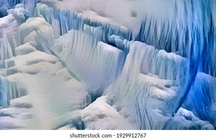 Abstract background with snow and ice images. Snowdrifts. Watercolour texture. Vector EPS10