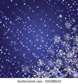Abstract background with snowflakes in blue colour. Vector illustration