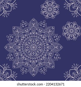 Fondo abstracto con copos de nieve. Diseño decorativo creativo de manala. Ilustración vectorial.
