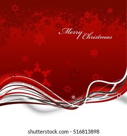 Abstract background with snowflakes, lines and Merry Christmas text.