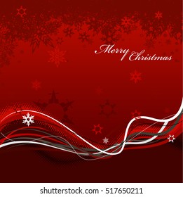 Abstract background with snowflakes, lines and Merry Christmas text.