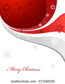 Abstract background with snowflakes, lines and Merry Christmas text.