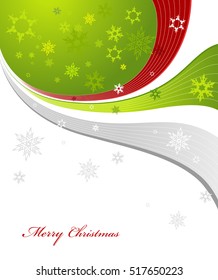 Abstract background with snowflakes, lines and Merry Christmas text.