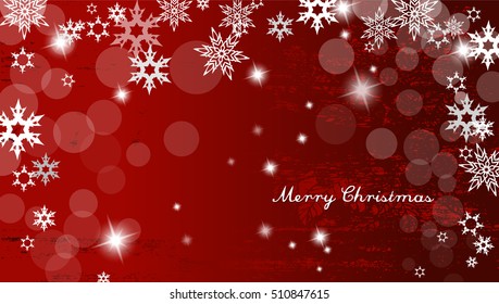Abstract background with snowflakes and Merry Christmas text - horizontal version.