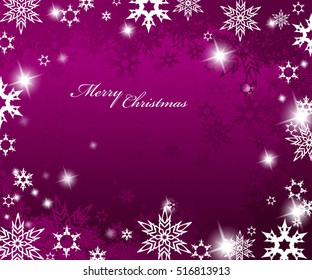 Abstract background with snowflakes and Merry Christmas text.