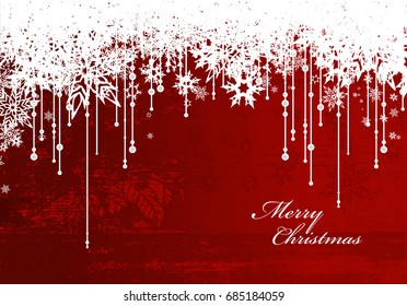 Abstract background with snowflakes and Merry Christmas text - wide screen version.