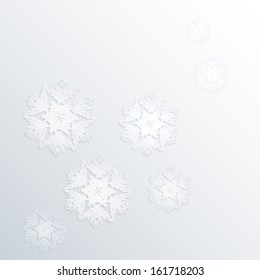 Abstract background with snowflakes. Paper style, vector illustration