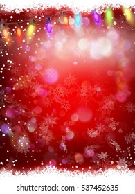 Abstract background with snowflakes and shining bokeh. Template, poster, postcards for New Year, Christmas. EPS 10 vector file included