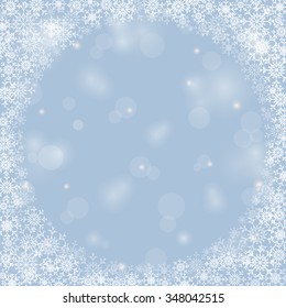 Abstract background with snowflakes. Template, poster, postcards for New Year, Christmas. Vector illustration.
