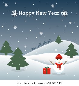 Abstract background with a snowman and Santa. Can be used greeting card, greetings, advertisement, template, poster in web design and printing. New Year, Christmas. Vector illustration.