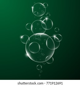 Abstract background with Soap bubbles on Dark Green  Background .vector design element EPS10 illustration
