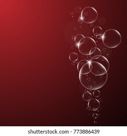 Abstract background with Soap bubbles on Dark Red ackground .vector design element EPS10 illustration