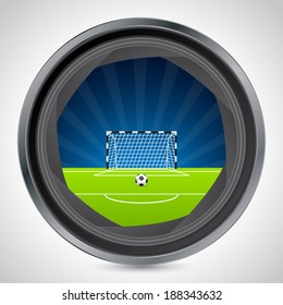 Abstract background with soccer field seen through camera shutter