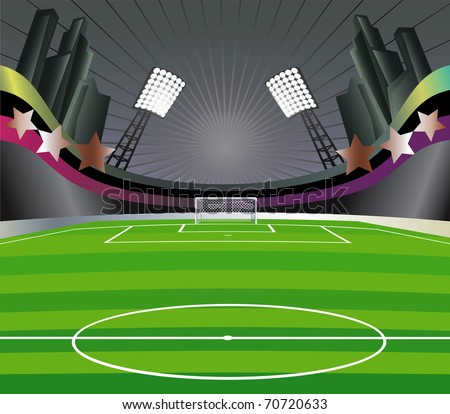 Abstract   background with soccer stadium and field. Vector illustration.