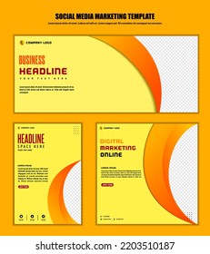 Resumen Antecedentes Los medios sociales publican diseño moderno, para marketing digital de negocios en línea, banner y plantilla de afiches.