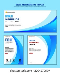 Resumen Antecedentes Los medios sociales publican diseño moderno, para marketing digital de negocios en línea, banner y plantilla de afiches.