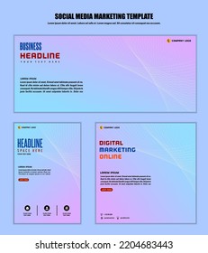 Resumen Antecedentes Los medios sociales publican diseño moderno, para marketing digital de negocios en línea, banner y plantilla de afiches.