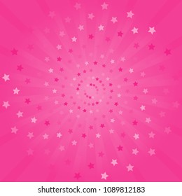 Abstract background. Soft bright Pink rays and stars background. Square. Vector EPS 10 cmyk