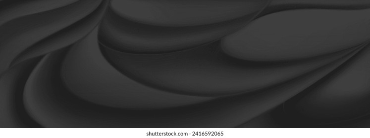 Abstract background of soft curved surfaces in black tones