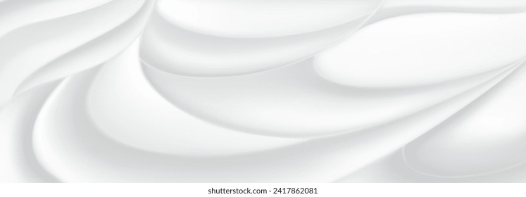 Fondo abstracto de superficies curvadas suaves en tonos blancos y grises