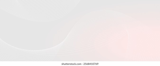 Abstract background with soft gray and pink hues. The background features smooth, wavy lines creating a gentle, flowing texture. Gradient wave background vector. Pink background.