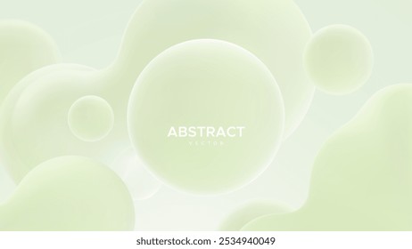 Fundo abstrato com formas metabólicas verdes macias. Bolhas orgânicas morfas. Ilustração em 3d vetorial. Fundo 3D abstrato. Formas líquidas. Design de banner ou sinal