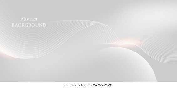 El fondo Abstractas en tonos grises suaves y blanquecinos crea una atmósfera simple y elegante con líneas onduladas transparentes que atraviesan el marco.