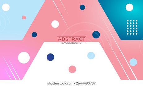  Abstract background with soft pastel colors like pink, light blue, and white.geometric shapes,  circles and angled blocks, with a modern and playful design.