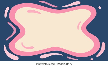 Abstract background with soft pink fluid frame over a deep blue backdrop and creamy center. Modern, minimal, and cute design perfect for presentations, templates, or branding visuals.