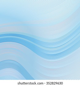 Abstract background with soft scuba blue lines on white, vector smooth blue abstract waves, for cover book, brochure, flyer, leaflet, poster, magazine, website