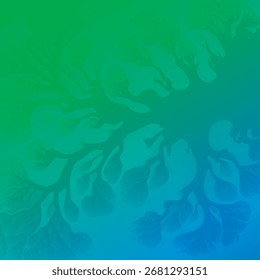 Abstract background with a soft, swirling leaf or floral pattern in green and blue.