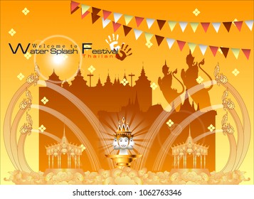 Abstract Background Songkran Festival: The Water Splash Festival of Thailand. Vector and Illustration, EPS 10