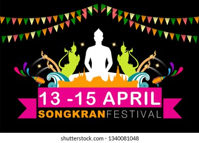 Abstract Background Songkran Festival: The Water Splash Festival of Thailand. Vector and Illustration, EPS 10