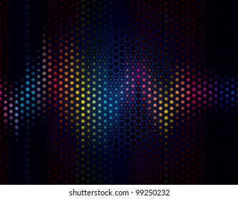 Abstract Background Of Sound Wave With Speaker Grille.