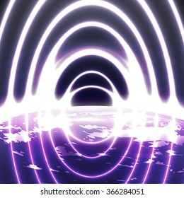 abstract background from a space of glowing rings