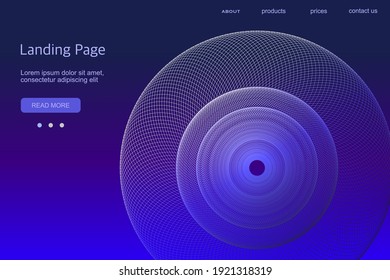 Abstract background. Space background with a linear swirl. Dark style with gradient. Template for a landing page, cover, banner. Design for a website.