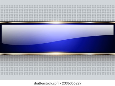 Abstract background with a sparkling blue banner on a gray dotted background, 3d vector illustration.