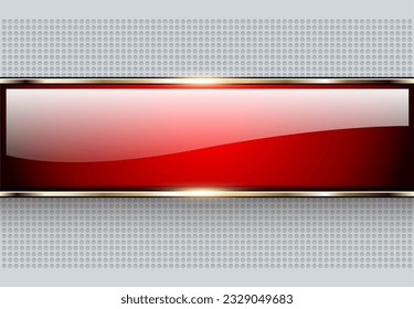 Abstract background with a sparkling red banner on a gray dotted background, 3d vector illustration.