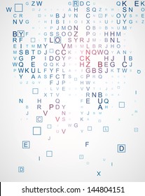 Abstract background with the sparse letters of the English alphabet