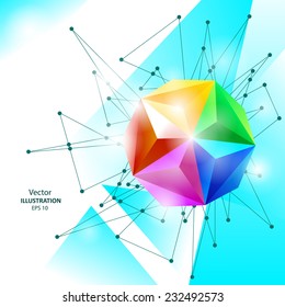 Abstract background with spectrum geometric sphere.